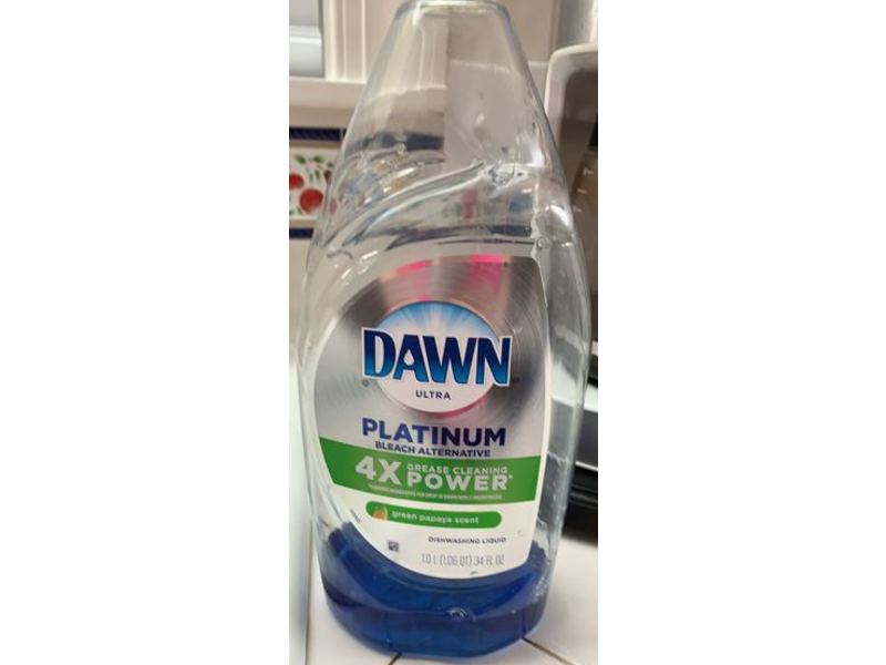 Dawn Ultra Platinum Bleach Alternative Dishwashing Liquid, Green Papaya Scent, 34 fl oz/1.0 L