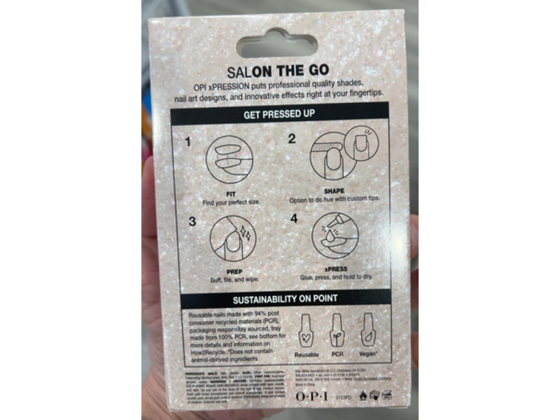 O.P.I xPress / On Instant Gel - Like Salon Manicure, Nail Glue & Prep Pad Set, Throw Me A Kiss, 0.07 oz/2 g, 30 Count