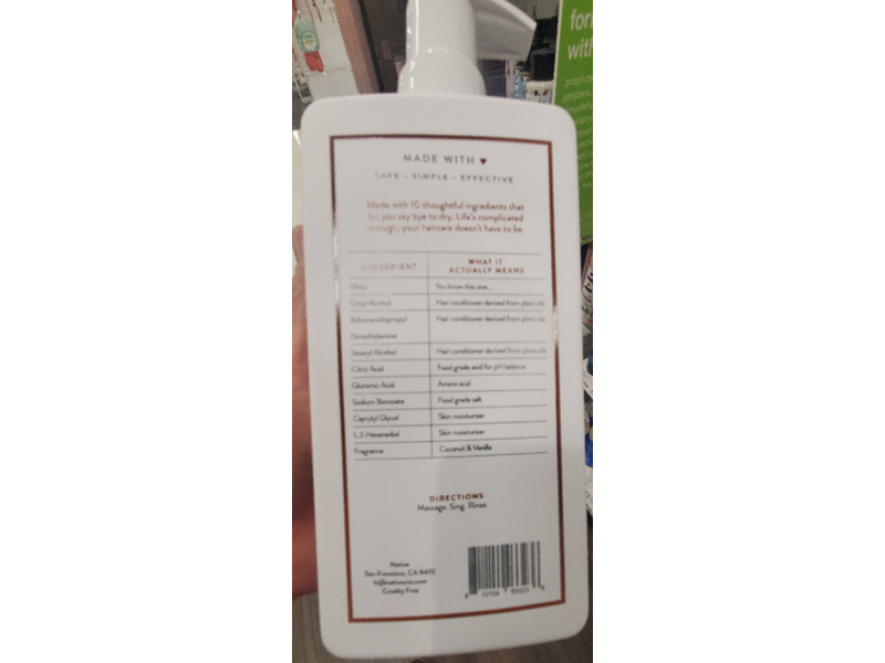 Native Hair Moisturizing Conditioner, Coconut & Vanilla, 16.5 fl oz/487 mL