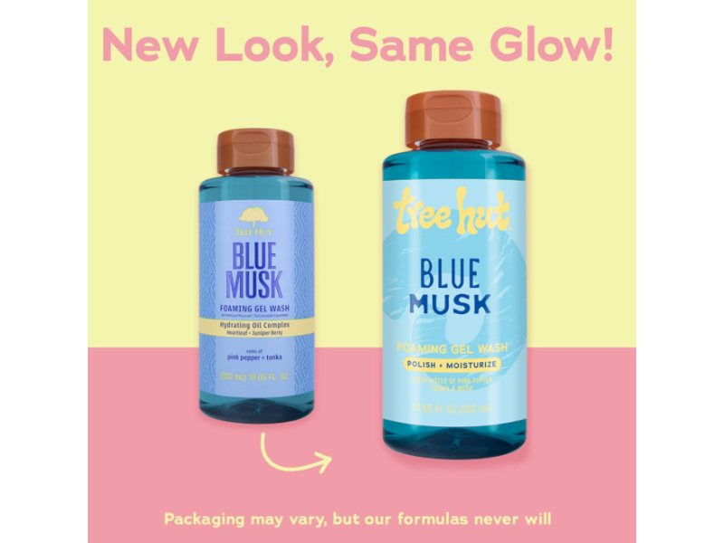 Tree Hut Blue Musk Foaming Gel Wash, Pink Pepper + Tonka, 18 fl oz/532 mL