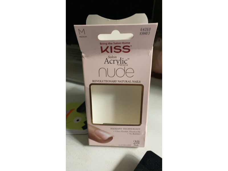 Kiss Salon Acrylic French Nail Manicure Set, Nude, Medium, 28 Counts