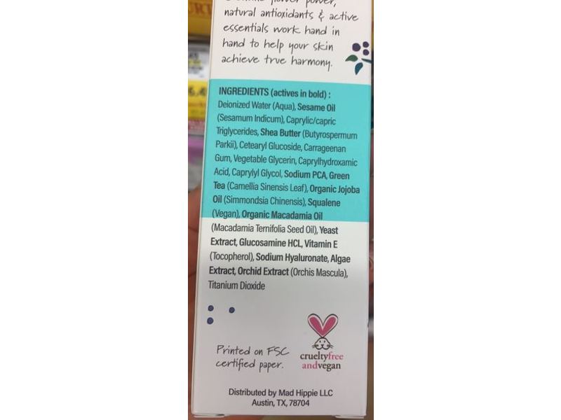 Mad Hippie Cream Cleanser, Jojoba, Green Tea, Macadamia Oil And Orchid Extract, 4 fl oz/108 mL