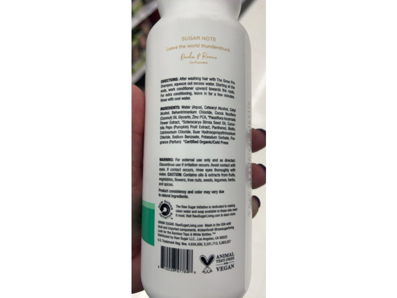 Raw Sugar The Grow Pro Biotin Conditioner, Passion Fruit + Marula + Zinc, 18 fl oz/532 mL