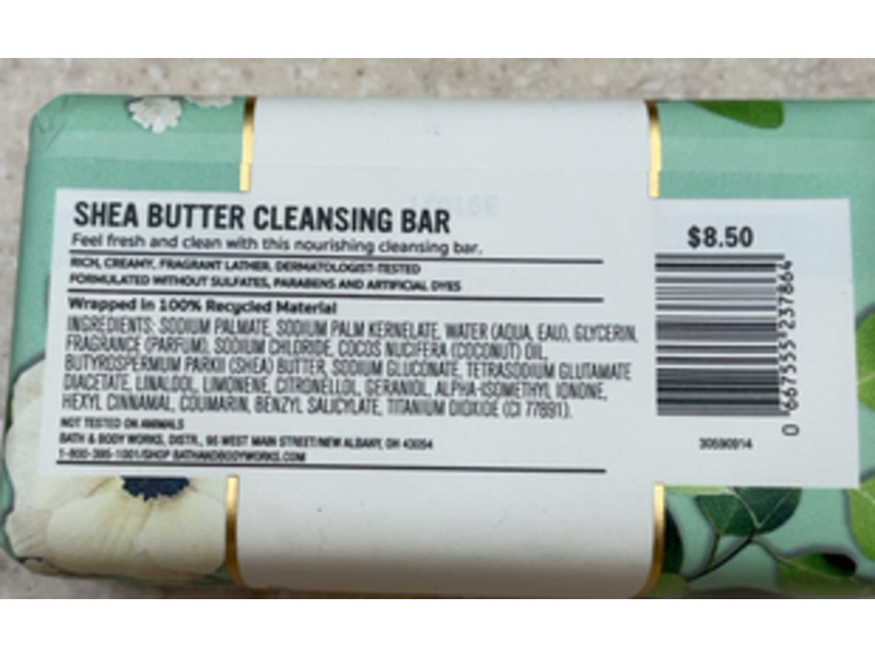 Bath & Body Works Shea Butter Cleansing Bar, Eucalyptus Spearmint, 5 oz/141.75 g