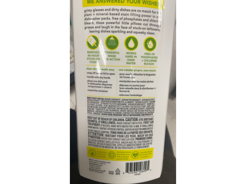 Method Dishwasher Packs, Lemon Mint, 31 oz/880 g, 54 Count