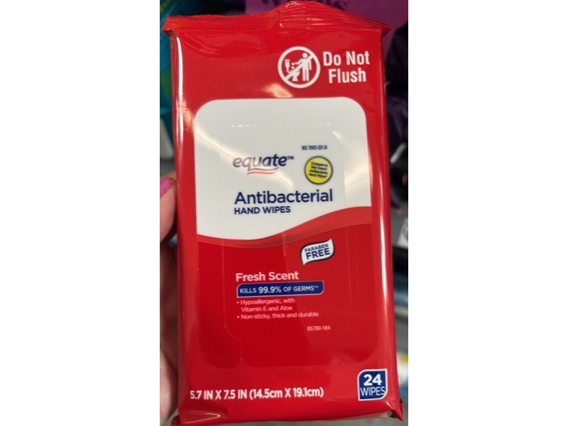Equate Antibacterial Hand Wipes, Fresh Scent, 24 Count