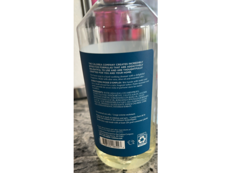 Caldrea Hand Soap Refill, Basil Blue Sage Scent, 32 fl oz/946 mL