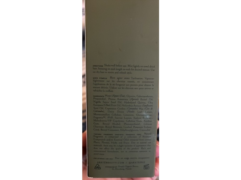 Arete Curl Contour Texture Spray, 3.9 fl oz/115 mL