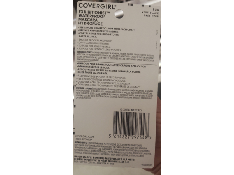 Covergirl Exhibitionist Waterproof Mascara, 825 Very Black, 0.3 fl oz