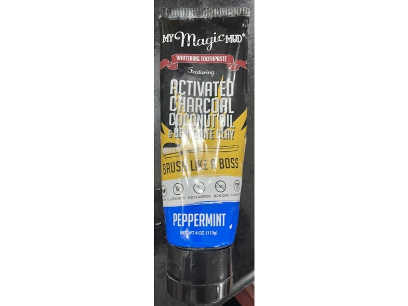 My Magic Mud Brush Like A Boss Activated Charcoal Whitening Toothpaste, Peppermint, 4 oz/113 g