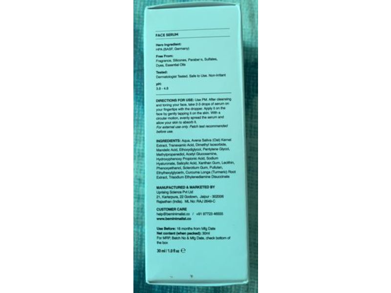 Minimalist Tranexamic 3% Acid Face Serum, Mandelic Acid, 1 fl oz/30 mL