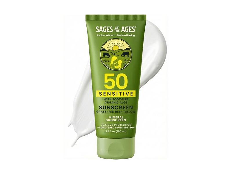 Sages Of The Ages Mineral Sunscreen, SPF 50, Aloe, 3.4 fl oz/100 mL