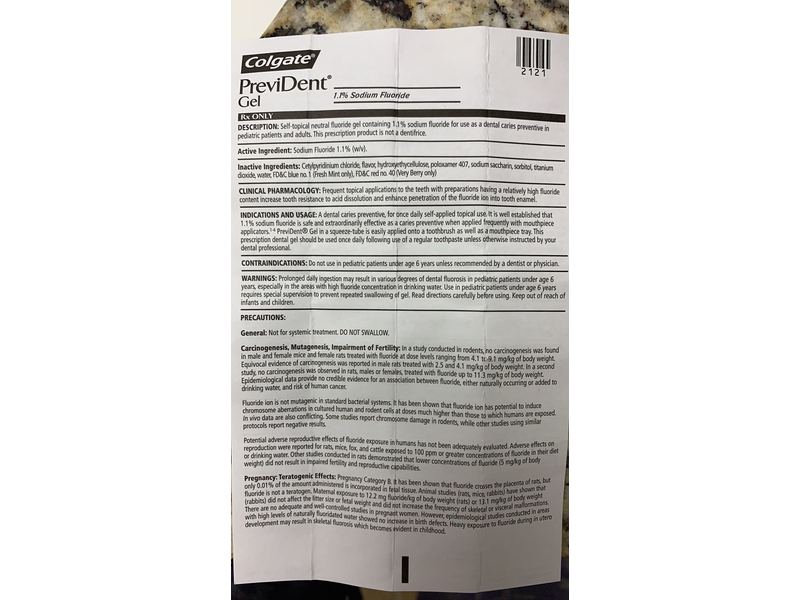 PreviDent (1.1% sodium fluoride) Gel, Fresh Mint, 2 oz (RX)