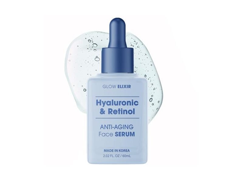 Glow Elixir Anti-Aging Face Serum, Hyaluronic & Retinol, 2.02 fl oz/60 mL