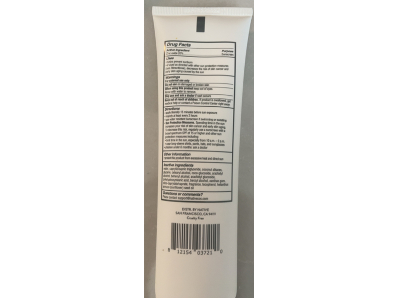 Native Mineral Sunscreen, SPF 30, Sweet Peach & Nectar, 5 fl oz/147 mL