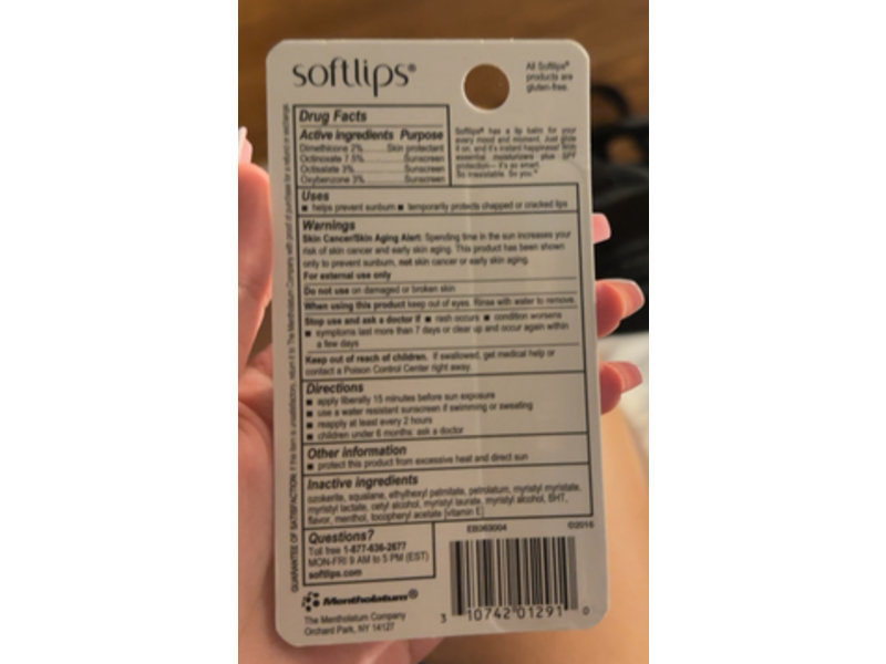 Softlips Lip Protectant Sunscreen, SPF 20, Vanilla, 0.07 oz/2 g
