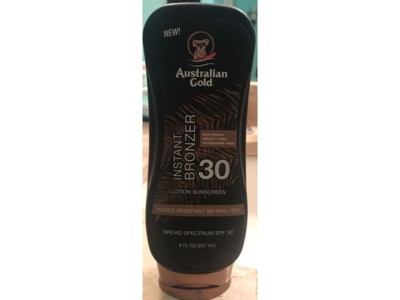 Australian Gold Instant Bronzer Sunscreen Lotion, SPF 30, 8 fl oz/237 mL