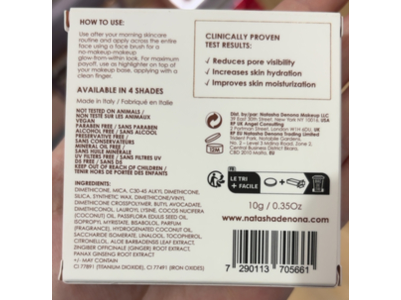 Natasha Denona Hy-Gen Skincare Infused Glow Beautifier Highlighting Bouncy Face Powder, 01 Light, 0.35 oz/10 mL