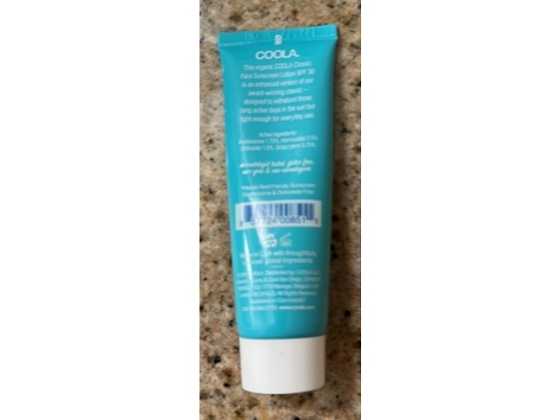 Coola Classic Face Sunscreen, SPF 30, Cucumber, 0.85 fl oz/25 mL