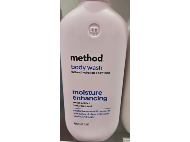 Method Moisture Enhancing Body Wash, Cherry blossom, Vanilla+Sugar, 17 fl oz/502 mL