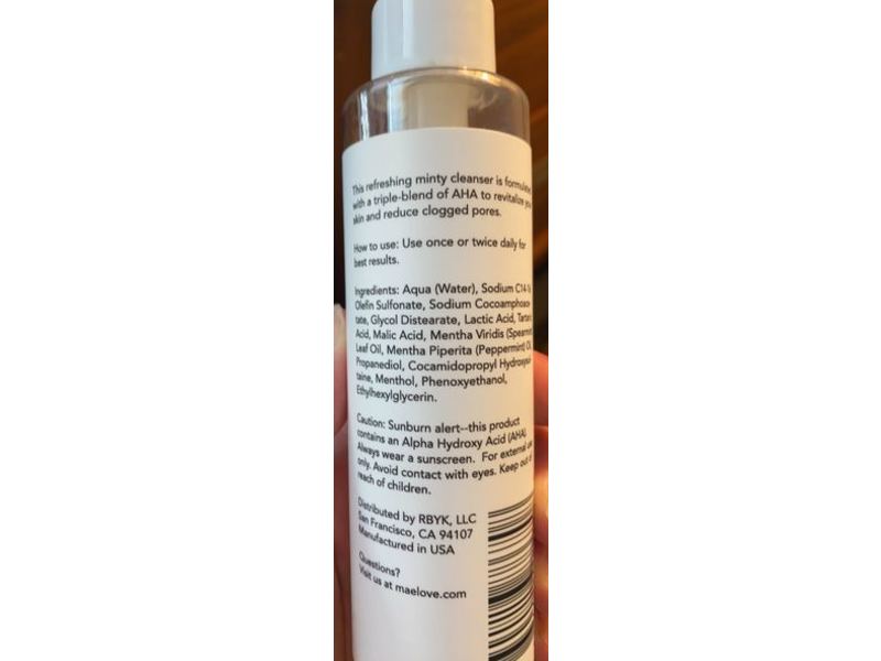 Maelove Skin The Refresher Triple Aha Cleanser, 4.7 fl oz/139 mL