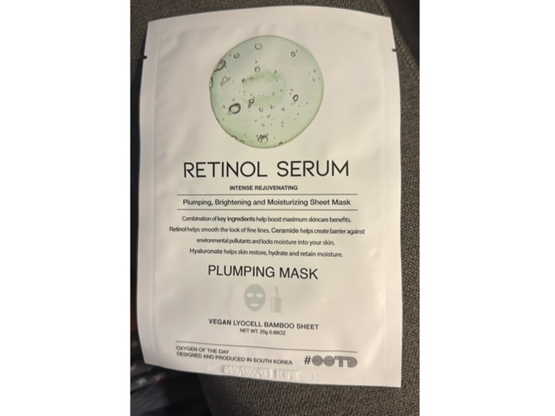 #OOTD Retinol Serum Plumping Mask, 0.88 oz/25 g, Pack Of 10