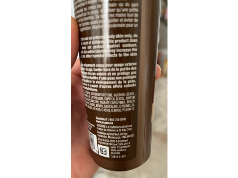Jergens Natural Glow Instant Sun Sunless Tanning Mousse, Light Bronze, 180 mL