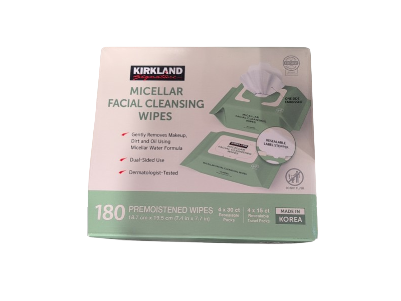 Kirkland Signature Micellar Facial Cleansing Wipes, 180 Count