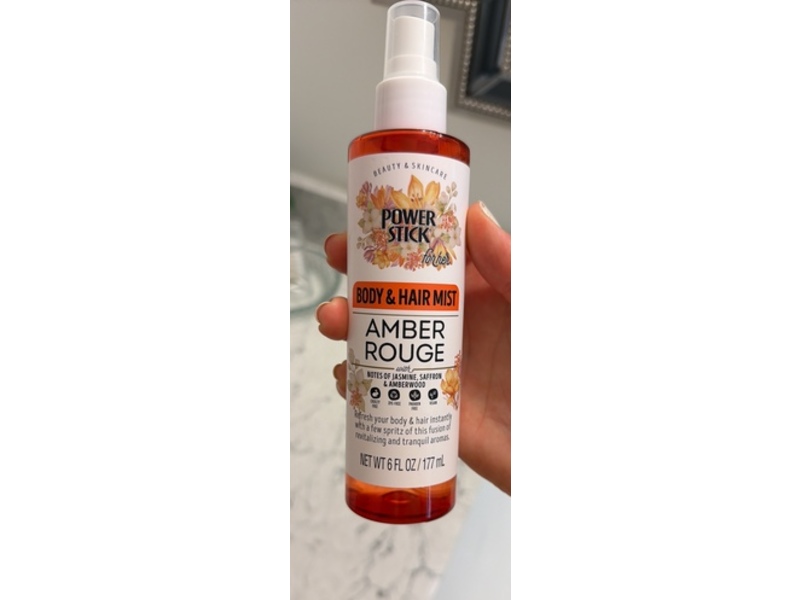 Power Stick Amber Rouge Body & Hair Mist, Jasmine, Saffron & Amberwood, 6 fl oz/177 mL