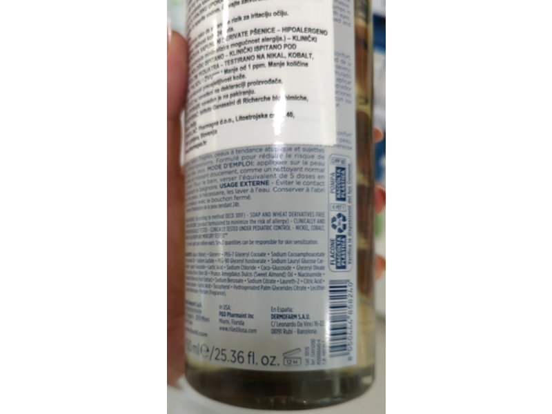 Rilastil Xerolact Protective & Anti-Irritation Cleansing Oil, 25.36 fl oz/750 mL