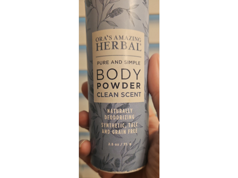 Ora's Amazing Herbal Pure & Simple Body Powder, Clean Scent, 2.5 oz/71 g