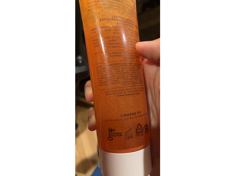 Lumene Finland Valo Nordic-C Clear Glow Cleansing Gel Scrub, 4.2 fl oz/125 mL