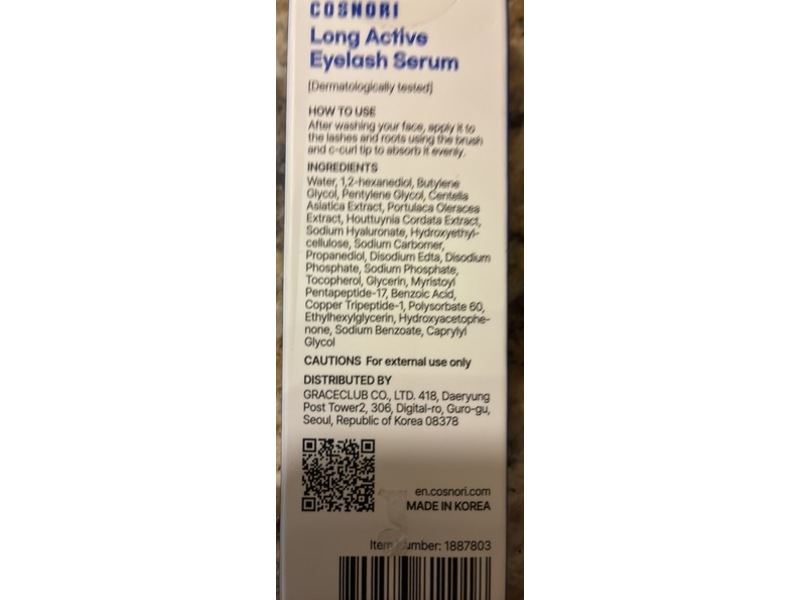 Cosnori Long Active Eyelash Serum, 0.3 fl oz/9 g