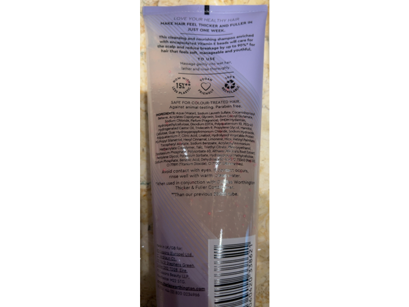 Charles Worthington Thicker & Fuller Densifying Shampoo, 8.45 fl oz/250 mL