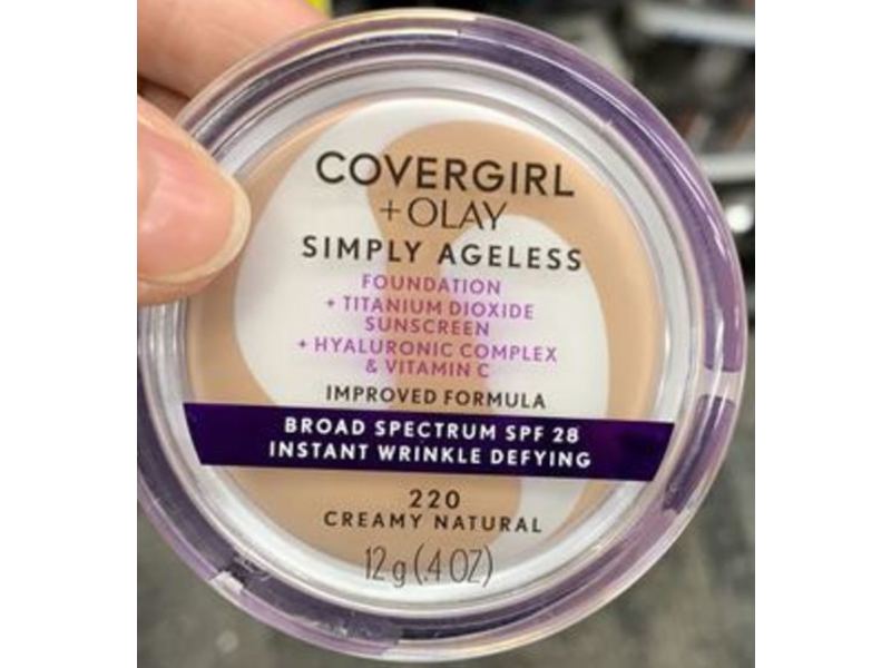 Covergirl + Olay Simply Ageless Foundation, SPF 28 220 Creamy Natural, 0.4 oz/12 g