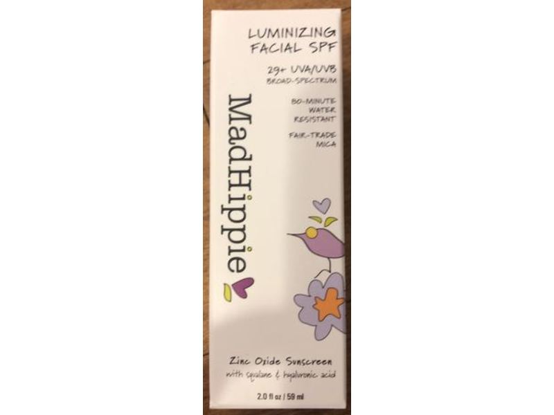 Mad Hippie Luminizing Facial Sunscreen, Zinc Oxide, SPF 29+, Squalane & Hyaluronic Acid, 2.0 fl oz/59 mL