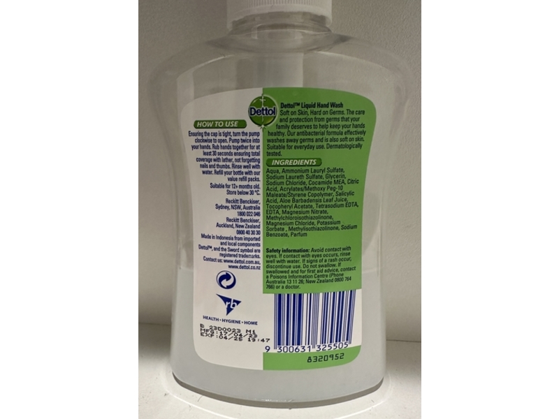 Dettol Soft On Skin Liquid Hand Wash, Aloe Vera & Vitamin E, 250 mL