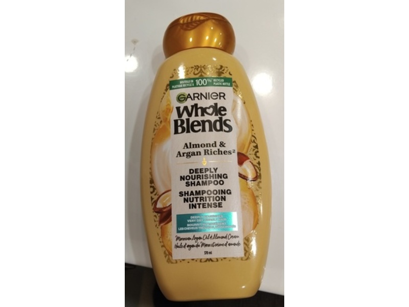 Garnier Whole Blends Deeply Nourishing Shampoo, Almond & Argan Riches, 370 mL
