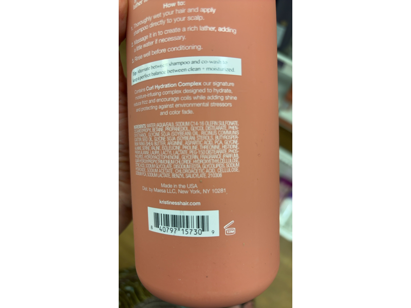 Kristin Ess Moisture Rich Curl Shampoo, 33.8 fl oz/1 L