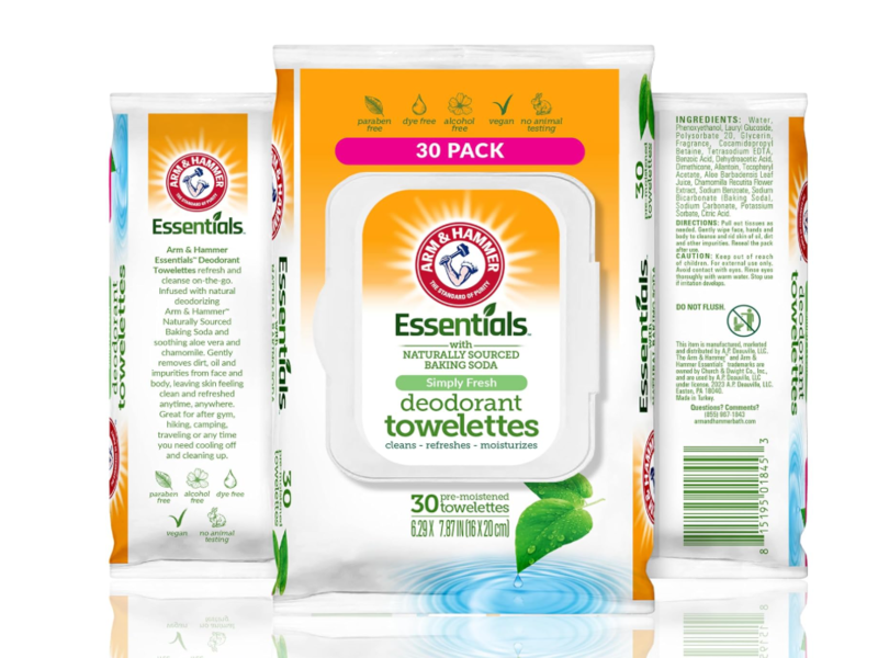Arm & Hammer Deodorant Towelettes, Simply Fresh, 30 Wipes
