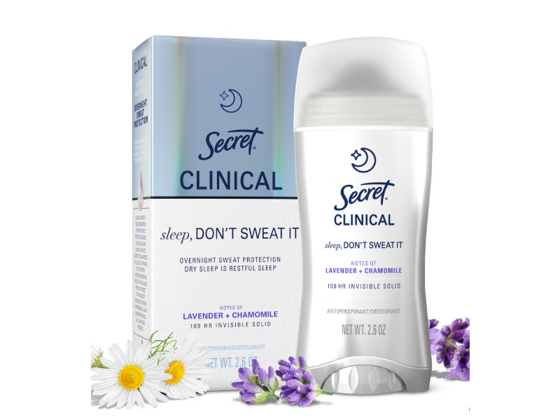 Secret Clinical Overnight Antiperspirant Deodorant, Lavender + Chamomile, 2.6 oz/73 g