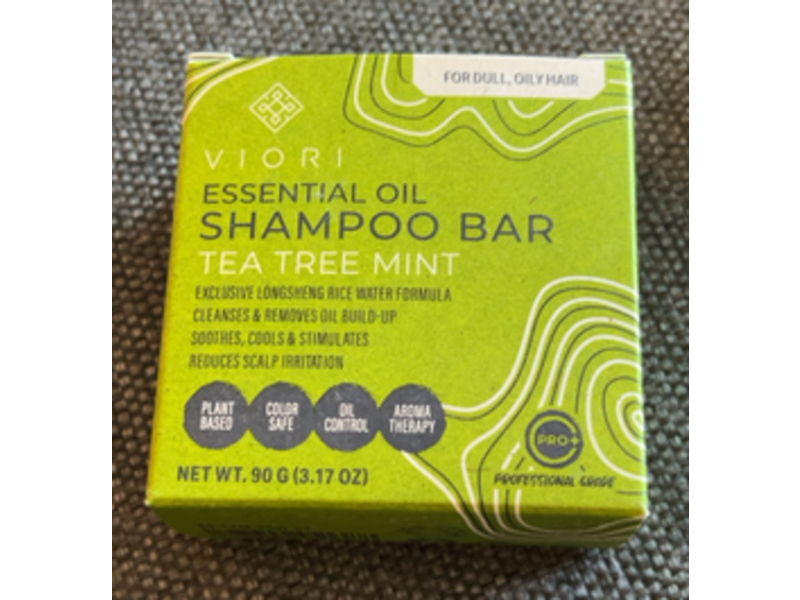 Viori Essential Oil Shampoo Bar, Tea Tree Mint, 3.17 oz/90 g