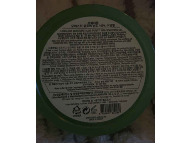 Lebelage Moisture Aloe Soothing Gel, 10.14 fl oz/300 mL, Pack Of 2