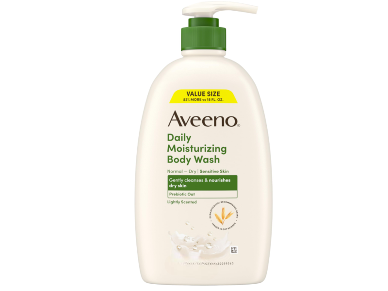 Aveeno Daily Moisturizing Body Wash, Prebiotic Oat, 18 fl oz/577 mL, Pack Of 2