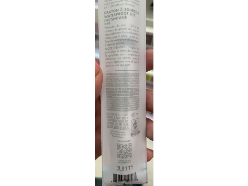 e.l.f. Instant Lift Waterproof Brow Pencil, Grey, 0.008 oz/0.24 g