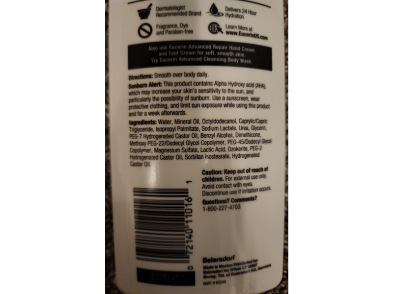 Eucerin Intensive Repair Lotion, 16.9 fl oz/500 mL