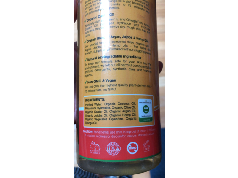 Seven Minerals Pure Castile Soap, Sweet Orange, 33.8 fl oz/1 L