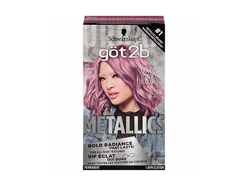 Schwarzkopf Got2b Metallics Permanent Hair Color, M84 Sakura Pink, 1 Application
