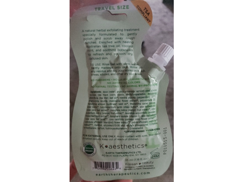 Earth Therapeutics Foot Scrub, Refreshing Mint, 1.18 fl oz/35 ml