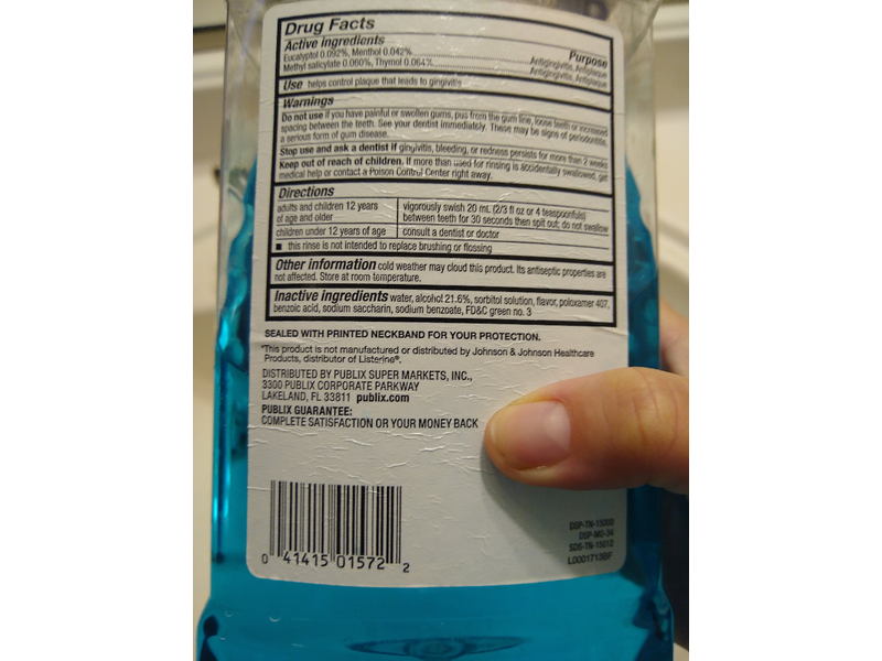 Publix Mouthrinse, Cool Fresh , 33.8 fl oz/1 L